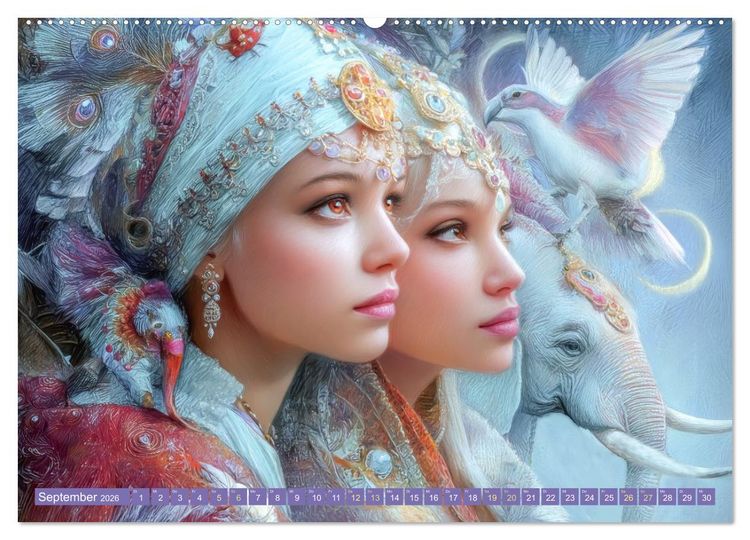 Produktbild: Paradiesische Welt - Fantasiewerke (hochwertiger Premium Wandkalender 2026 DIN A2 quer), Kunstdruck in Hochglanz