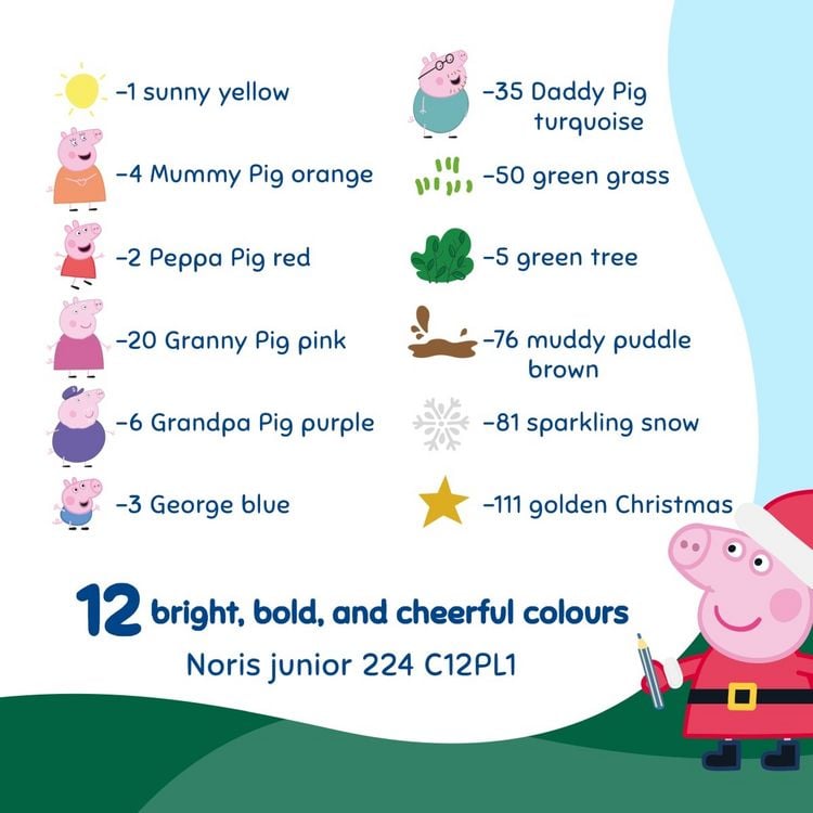Produktbild: STAEDTLER Wachsmalkreiden Wachsmalkreide Promo Peppa 12er Set + Schaber, Weihnachten