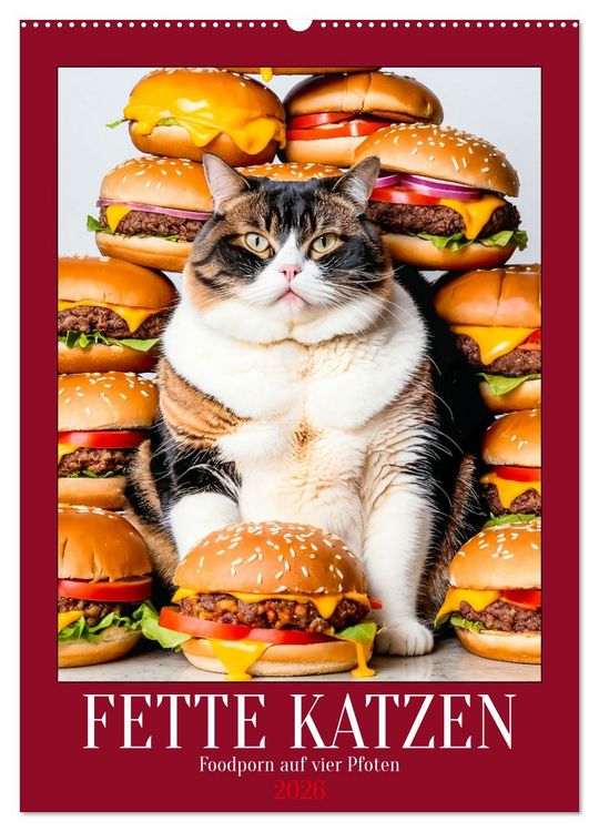 Produktbild: FETTE KATZEN - Foodporn auf vier Pfoten (Wandkalender 2026 DIN A2 hoch), CALVENDO Monatskalender