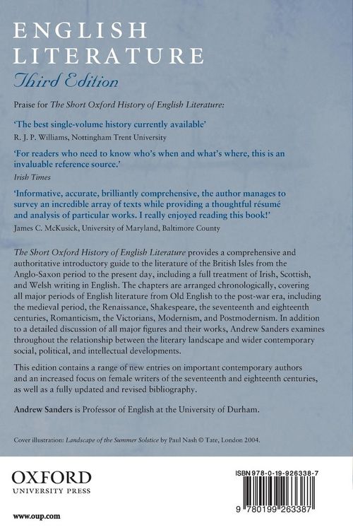 Produktbild: The Short Oxford History of English Literature