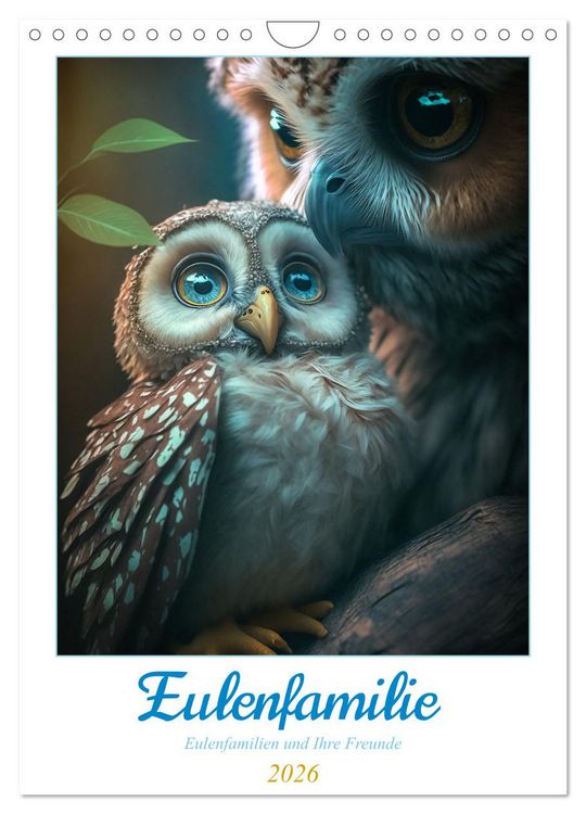 Produktbild: Eulenfamilie (Wandkalender 2026 DIN A4 hoch), CALVENDO Monatskalender