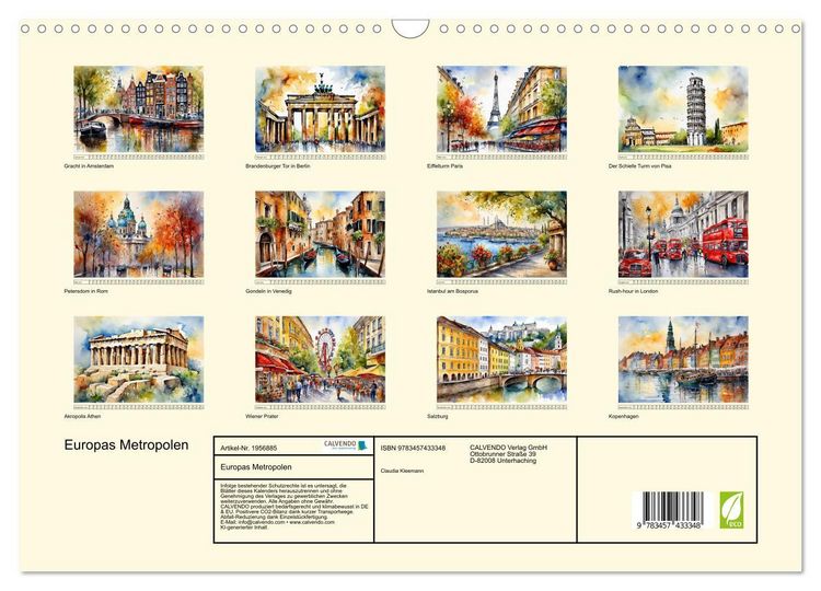 Produktbild: Europas Metropolen (Wandkalender 2026 DIN A3 quer), CALVENDO Monatskalender