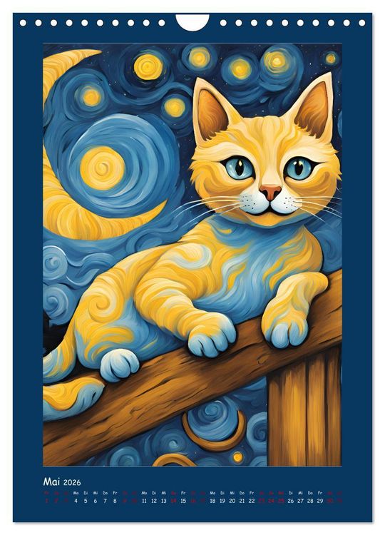 Produktbild: Katzen im Farbenspiel (Wandkalender 2026 DIN A4 hoch), CALVENDO Monatskalender