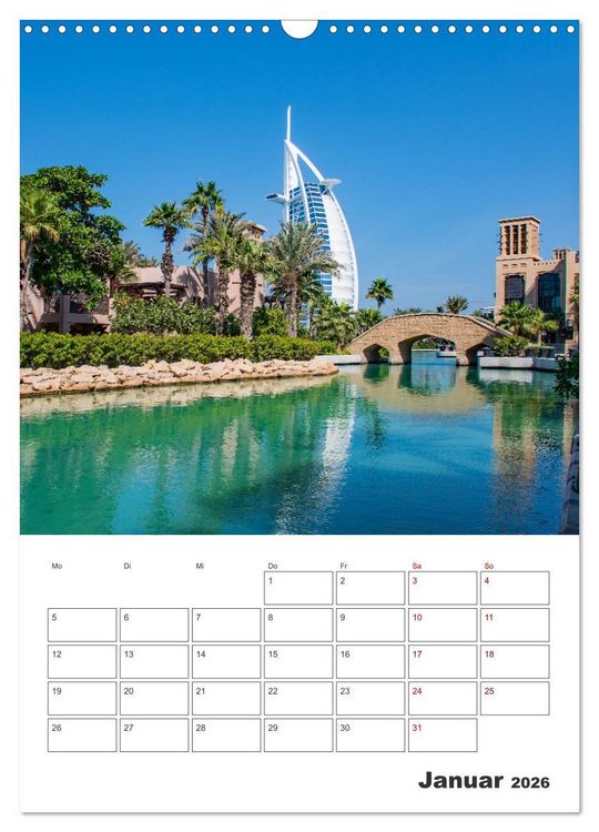 Produktbild: Dubai - Urlaubsplaner (Wandkalender 2026 DIN A3 hoch), CALVENDO Monatskalender
