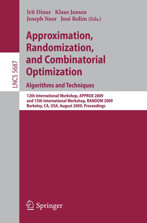 Produktbild: Approximation, Randomization, and Combinatorial Optimization. Algorithms and Techniques