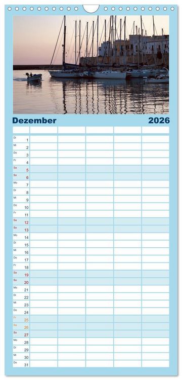 Produktbild: Familienplaner 2026 - Apuliens K&uuml;stenorte mit 5 Spalten (Wandkalender, 21 x 45 cm) CALVENDO