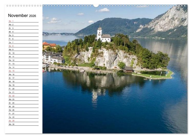 Produktbild: &Ouml;sterreich. Gr&uuml;&szlig;e vom Land der Berge und Seen (hochwertiger Premium Wandkalender 2026 DIN A2 quer), Kunstdruck in Hochglanz