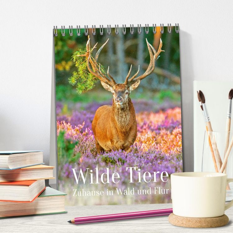 Produktbild: Wilde Tiere: Zuhause in Wald und Flur (Tischkalender 2026 DIN A5 hoch), CALVENDO Monatskalender