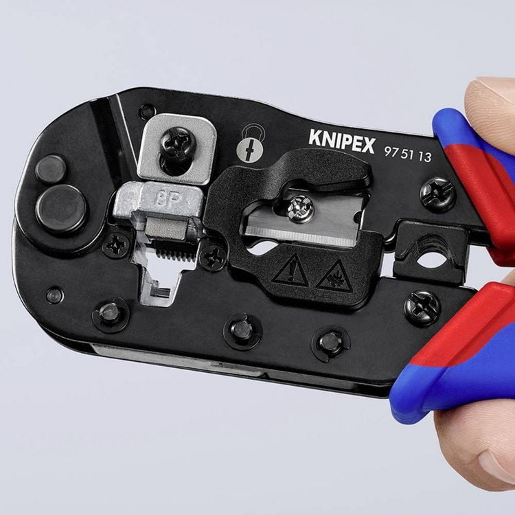 Produktbild: Knipex Crimpzange f&uuml;r RJ45-Westernstecker 97 51 13 Crimpzange