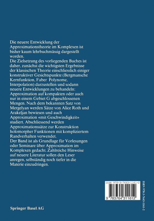 Produktbild: Vorlesungen &uuml;ber Approximation im Komplexen