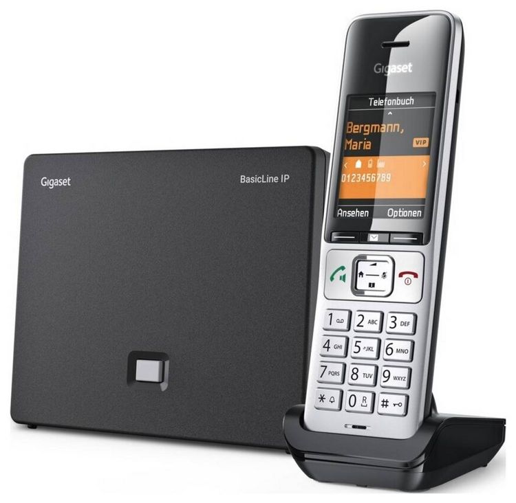 Produktbild: Gigaset BasicLine IP+COMFORT 500HX DECT, GAP, IP-DECT/GAP, VoIP Schnurloses Telefon VoIP Schwarz/Silber