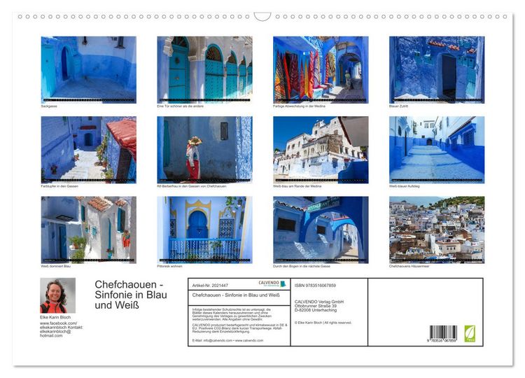 Produktbild: Chefchaouen - Sinfonie in Blau und Wei&szlig; (Wandkalender 2026 DIN A2 quer), CALVENDO Monatskalender