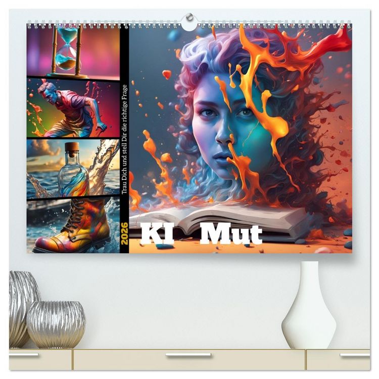 Produktbild: KI Mut - Trau Dich und stell Dir die richtige Frage (hochwertiger Premium Wandkalender 2026 DIN A2 quer), Kunstdruck in Hochglanz