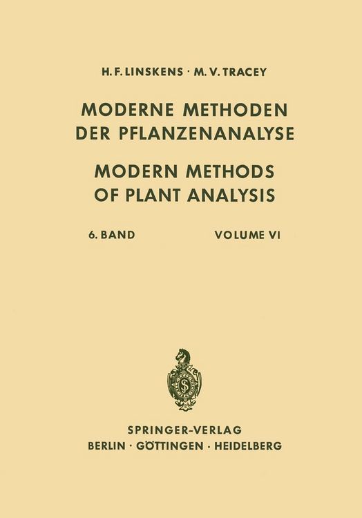 Produktbild: Modern Methods of Plant Analysis / Moderne Methoden der Pflanzenanalyse