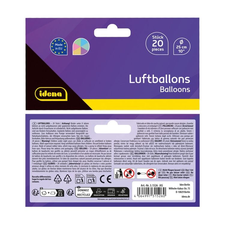 Produktbild: Idena Luftballons pastell &Oslash;25cm 20 St&uuml;ck