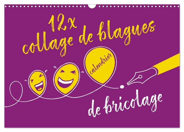 Produktbild: 12 x collage de blagues - calendrier de bricolage (Calendrier mural 2026 DIN A3 vertical), CALVENDO calendrier mensuel