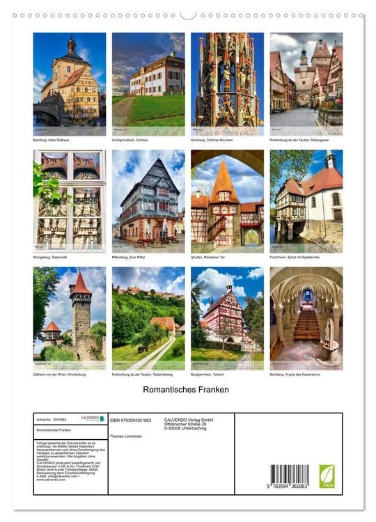 Produktbild: Romantisches Franken (hochwertiger Premium Wandkalender 2027 DIN A2 hoch), Kunstdruck in Hochglanz