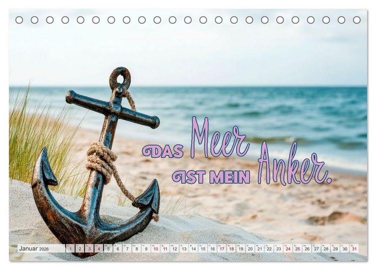 Produktbild: K&Uuml;STENZAUBER Sehnsucht nach Meer (Tischkalender 2026 DIN A5 quer), CALVENDO Monatskalender
