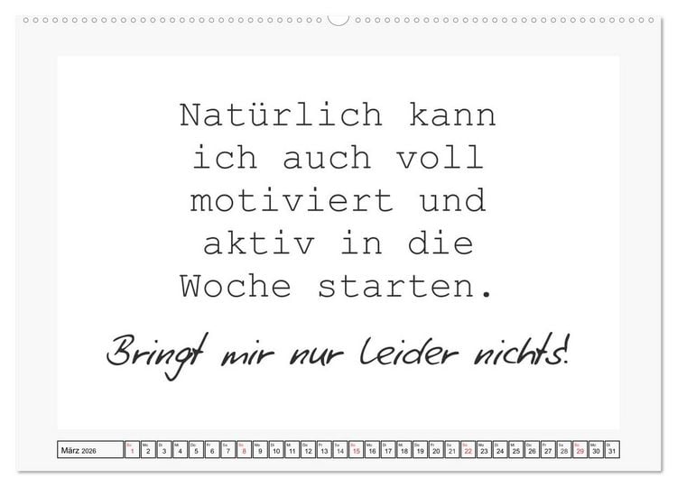 Produktbild: Typo-Kalender f&uuml;r das B&uuml;ro. Sarkasmus und fiese Spr&uuml;che (Wandkalender 2026 DIN A2 quer), CALVENDO Monatskalender