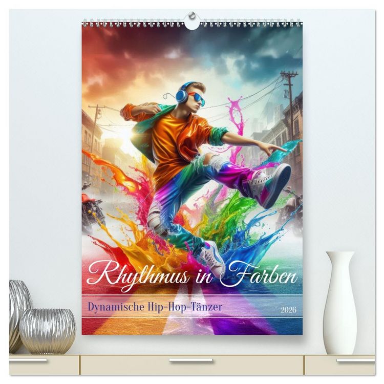 Produktbild: Rhythmus in Farben - Dynamische Hip-Hop-Tänzer (hochwertiger Premium Wandkalender 2026 DIN A2 hoch), Kunstdruck in Hochglanz