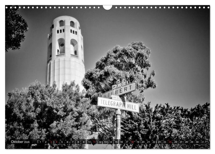 Produktbild: SAN FRANCISCO Monochrome Ansichten (Wandkalender 2026 DIN A3 quer), CALVENDO Monatskalender