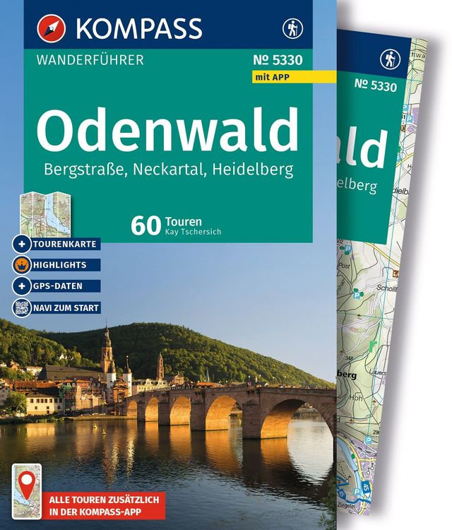 Produktbild: KOMPASS Wanderf&uuml;hrer Odenwald, Bergstra&szlig;e, Neckartal, Heidelberg, 60 Touren mit Extra-Tourenkarte