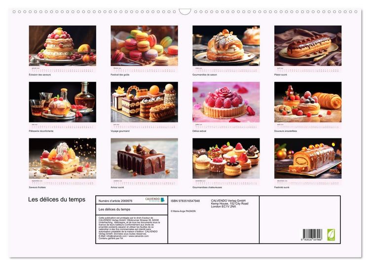 Produktbild: Les d&eacute;lices du temps (Calendrier mural 2026 DIN A2 vertical), CALVENDO calendrier mensuel