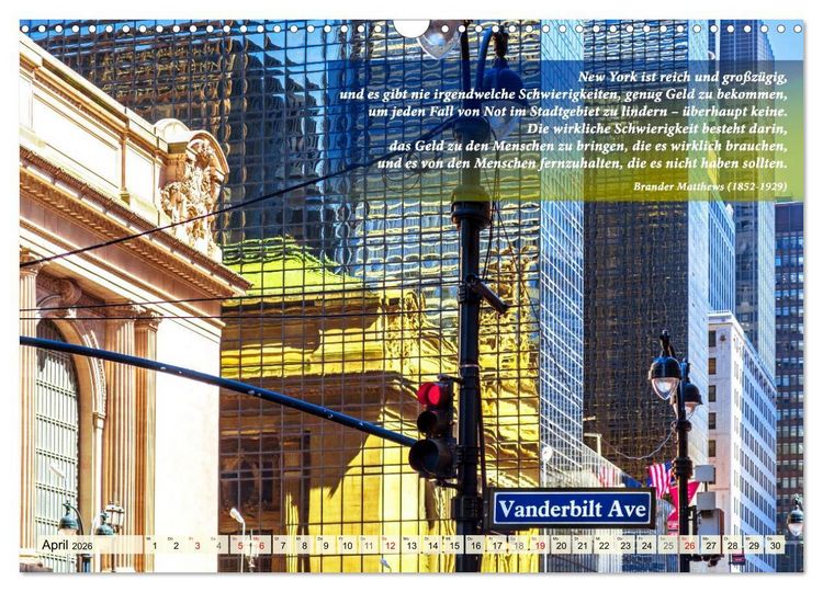 Produktbild: New York Ansichten - Literaturkalender (Wandkalender 2026 DIN A3 quer), CALVENDO Monatskalender