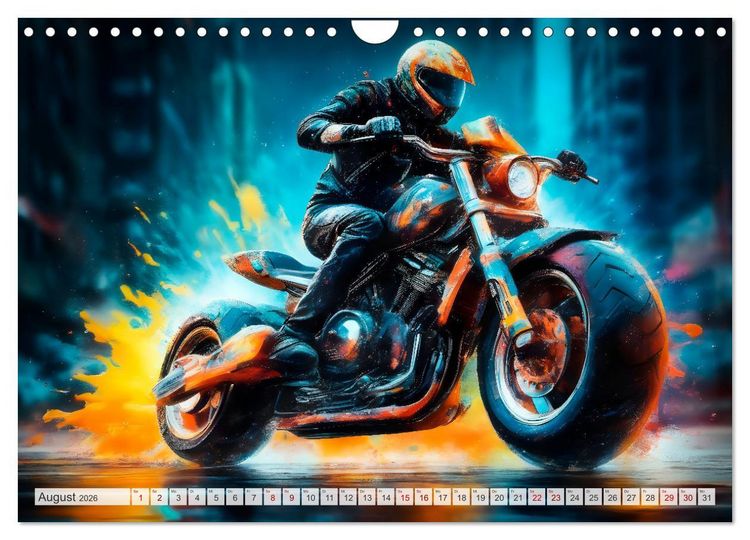 Produktbild: Coole KI-generierte MOTORR&Auml;DER (Wandkalender 2026 DIN A4 quer), CALVENDO Monatskalender
