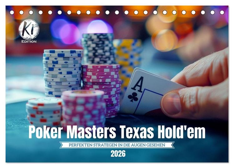 Produktbild: Poker Masters Texas Hold'em (Tischkalender 2026 DIN A5 quer), CALVENDO Monatskalender