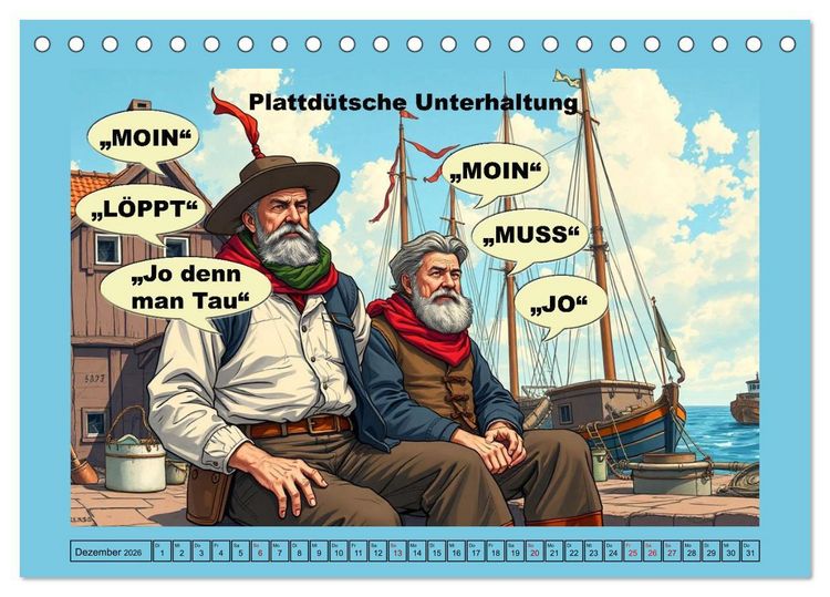 Produktbild: Plattd&uuml;tsche Cartoons (Tischkalender 2026 DIN A5 quer), CALVENDO Monatskalender