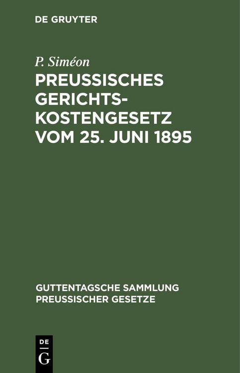 Produktbild: Preu&szlig;isches Gerichtskostengesetz vom 25. Juni 1895