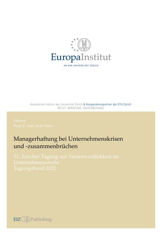 Produktbild: Managerhaftung bei Unternehmenskrisen und -zusammenbr&uuml;chen