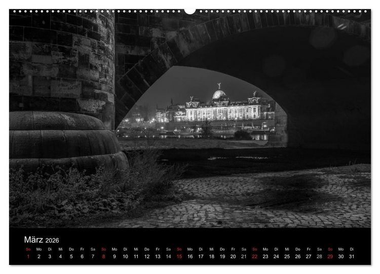 Produktbild: Dresden - Elbflorenz bei Nacht (hochwertiger Premium Wandkalender 2026 DIN A2 quer), Kunstdruck in Hochglanz