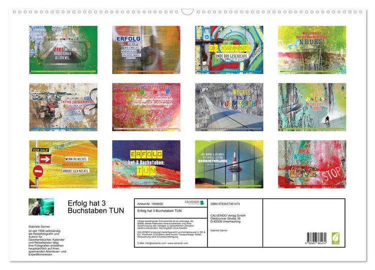 Produktbild: Erfolg hat 3 Buchstaben TUN (Wandkalender 2026 DIN A2 quer), CALVENDO Monatskalender