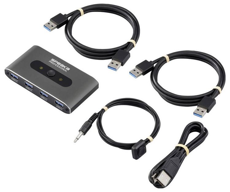 Produktbild: SpeaKa Professional 2 Port USB 3.2 Gen 1-Umschalter (USB 3.0) Grau