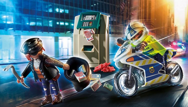 Produktbild: PLAYMOBIL® 70572 Polizei-Motorrad: Verfolgung des Geldräubers
