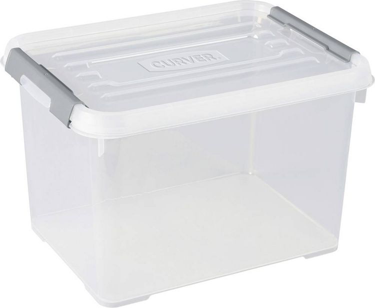 Produktbild: Curver 243808 Aufbewahrungsbox HANDY stapelbar (L x B x H) 400 x 290 x 260 mm Transparent, Silber 1 St.