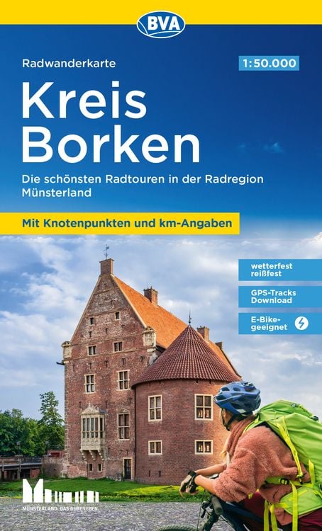 Produktbild: Radwanderkarte BVA Kreis Borken mit Knotenpunkten und km-Angaben, 1:50.000, reiß- und wetterfest, GPS-Tracks Download, E-Bike-geeignet