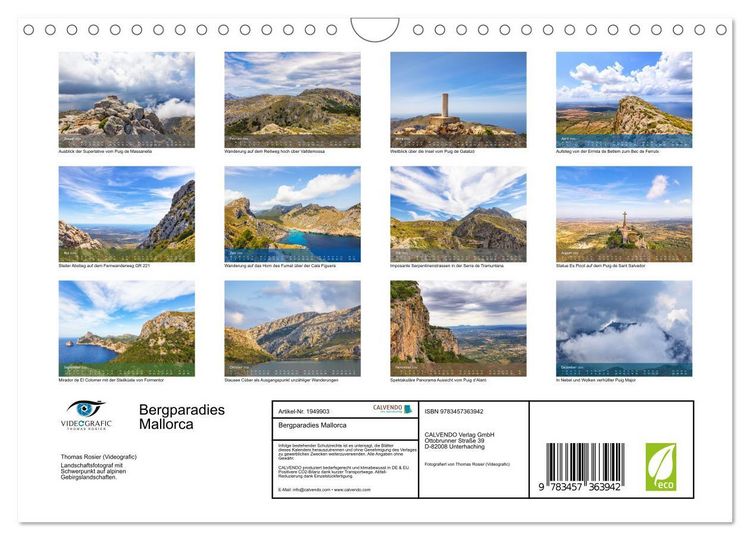 Produktbild: Bergparadies Mallorca (Wandkalender 2026 DIN A4 quer), CALVENDO Monatskalender