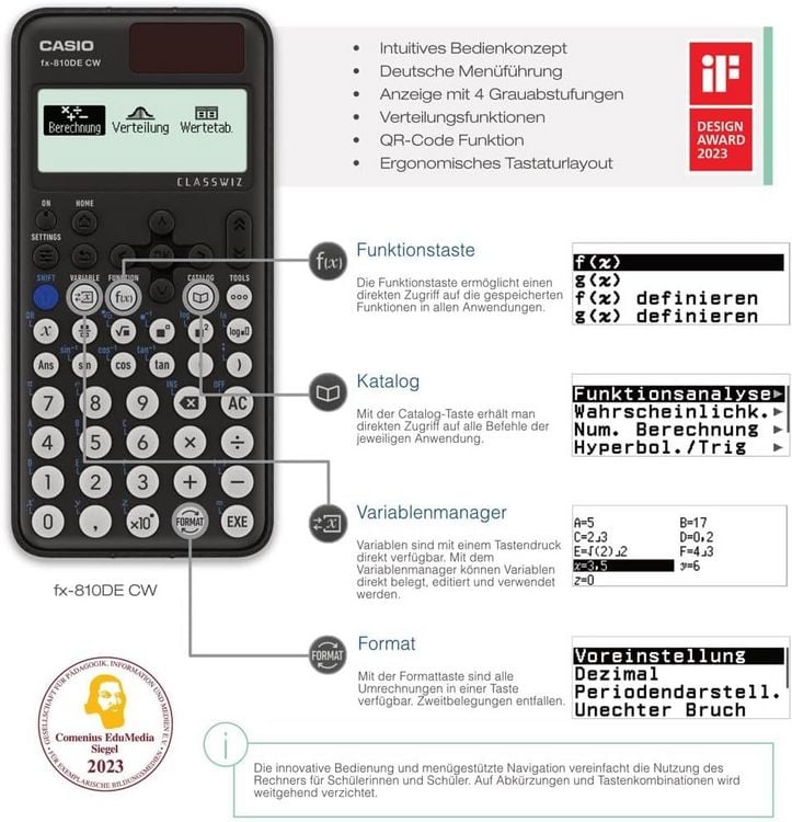 Produktbild: CASIO&reg; Schulrechner FX-810DE CW