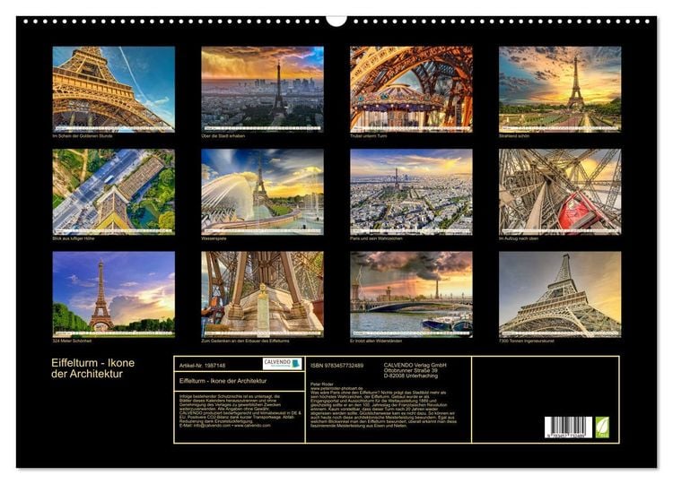 Produktbild: Eiffelturm - Ikone der Architektur (Wandkalender 2026 DIN A2 quer), CALVENDO Monatskalender