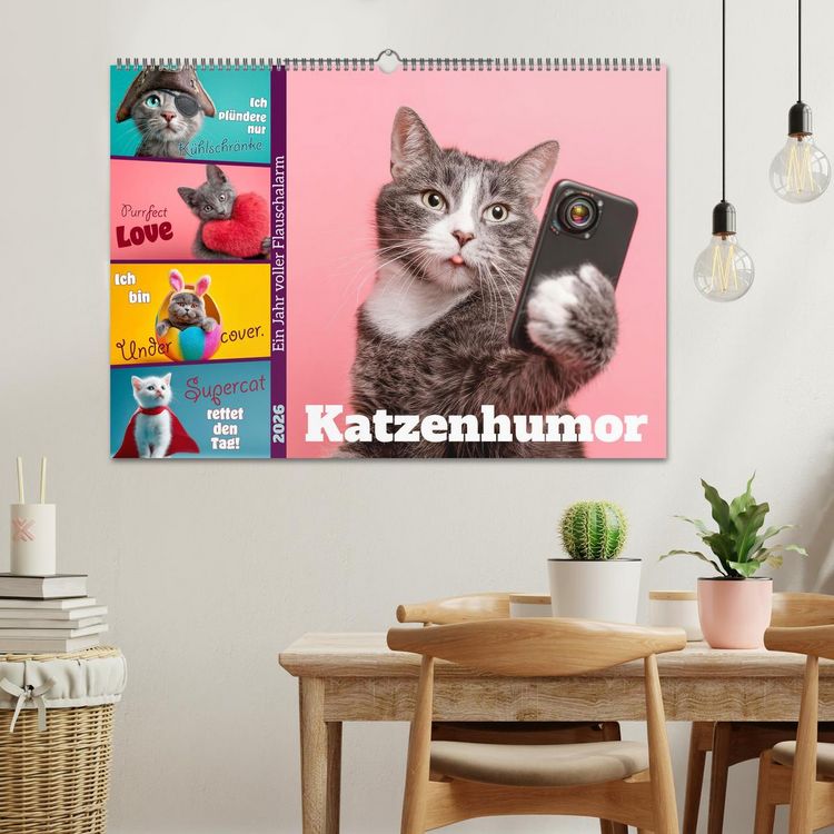 Produktbild: Katzenhumor - Ein Jahr voller Flauschalarm (Wandkalender 2026 DIN A2 quer), CALVENDO Monatskalender