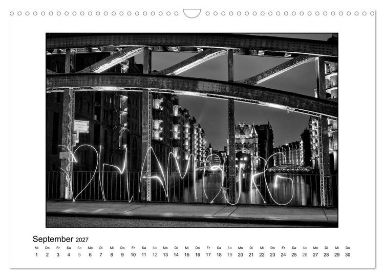 Produktbild: Hamburg in schwarz-wei&szlig; (Wandkalender 2027 DIN A3 quer), CALVENDO Monatskalender