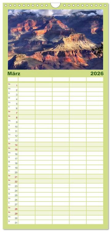 Produktbild: Familienplaner 2026 - Grand Canyon, Nationalpark mit 5 Spalten (Wandkalender, 21 x 45 cm) CALVENDO