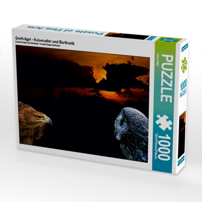 Produktbild: CALVENDO Puzzle Greifv&ouml;gel - Kaiseradler und Bartkautz | 1000 Teile Lege-Gr&ouml;&szlig;e 64x48cm Foto-Puzzle f&uuml;r gl&uuml;ckliche Stunden