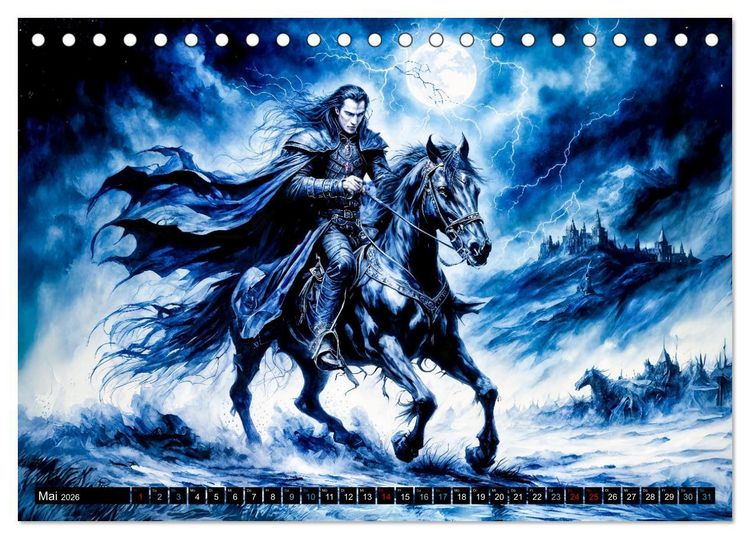 Produktbild: Finsternis der Vampire - Mystischer d&uuml;sterer Fantasy Kalender (Tischkalender 2026 DIN A5 quer), CALVENDO Monatskalender