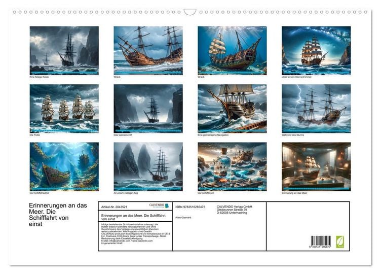 Produktbild: Erinnerungen an das Meer. Die Schifffahrt von einst (Wandkalender 2026 DIN A2 quer), CALVENDO Monatskalender