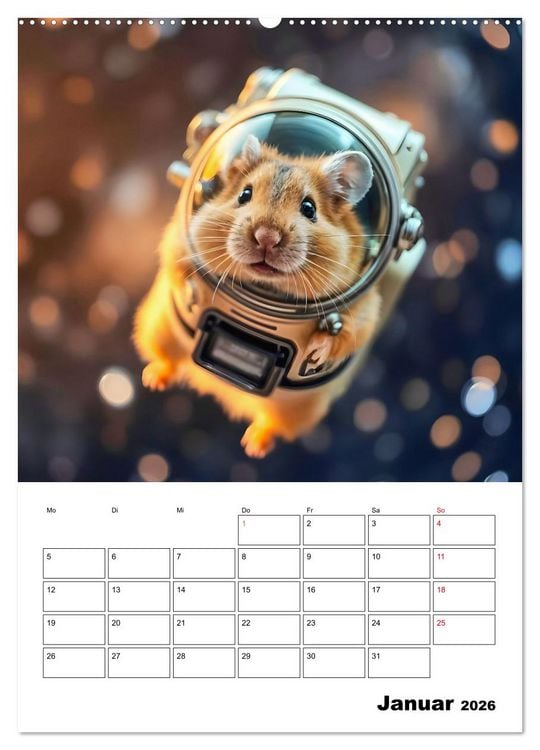 Produktbild: Space Hamster - Mit KI Hamster Astronauten im Weltall (Wandkalender 2026 DIN A2 hoch), CALVENDO Monatskalender