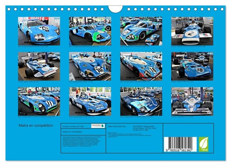 Produktbild: Matra en comp&eacute;tition (Calendrier mural 2026 DIN A4 vertical), CALVENDO calendrier mensuel